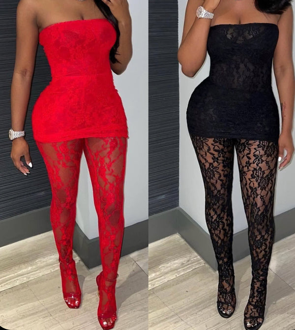 Sexy dress with lace tights